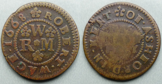 Ashford, Robert Wage 1668 halfpenny